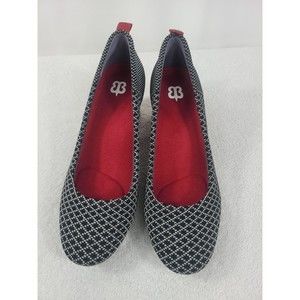 BETABRAND BLACK GREY RED STARTER BLOCK HEEL SHOES WOMEN’S 6.5